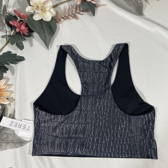 NWT‎ TEREZ [ Small ] Croc Noir Racerback Sports Bra in Grey - Picture 9 of 12